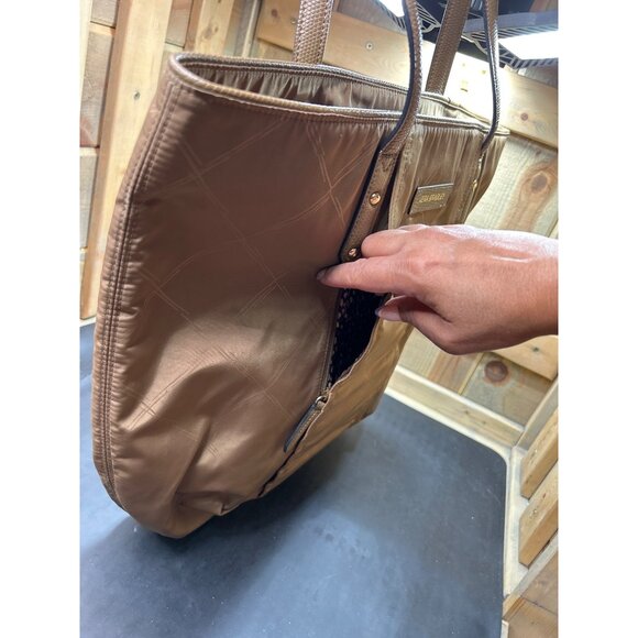 Vera Bradley Brown Nylon Tote Bag With Interior Pattern & Zipper Pockets - Picture 4 of 14